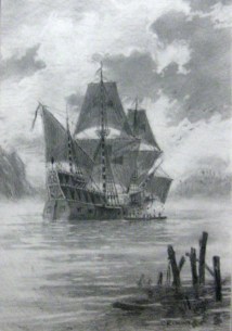 Manila Galleon, pencil sketch by Chung Chee Kit